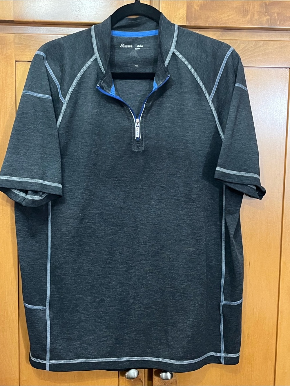 Tommy Bahama Charcoal Gray Short Sleeve Quarter Zip Shirt Pullover XL